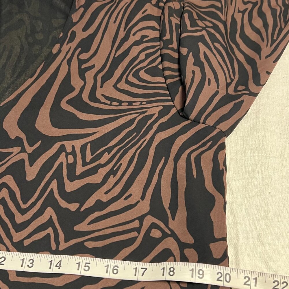 Black Label by Chico's Animal Print Tie Neck Midi Dress M Zrbra Cheetah Mixed - Picture 9 of 13